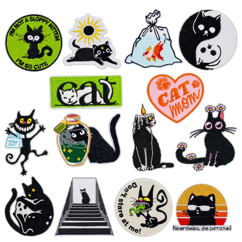 Embroidery On Black Shirt - Patchs de badges brodés à repasser,