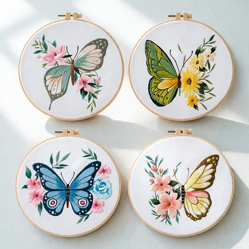 Embroidery Origin - 1 kit de broderie papillon 20x20