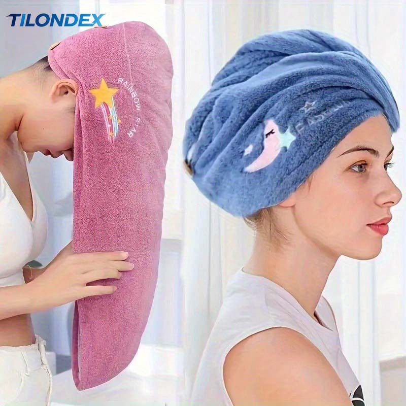 Embroidery Towel - Serviette-turban pour cheveux TILONDEX pour femmes,