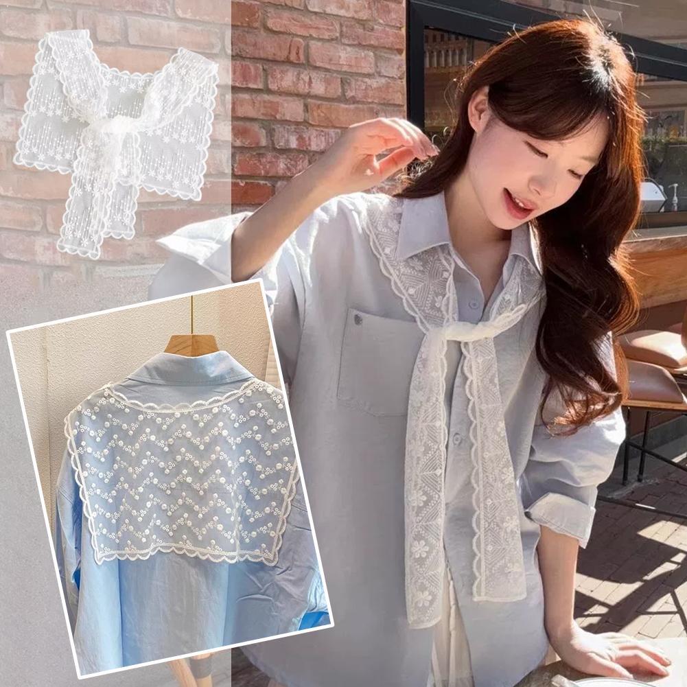 Embroidery On Shirt - Châle-écharpe en dentelle française pour femme,