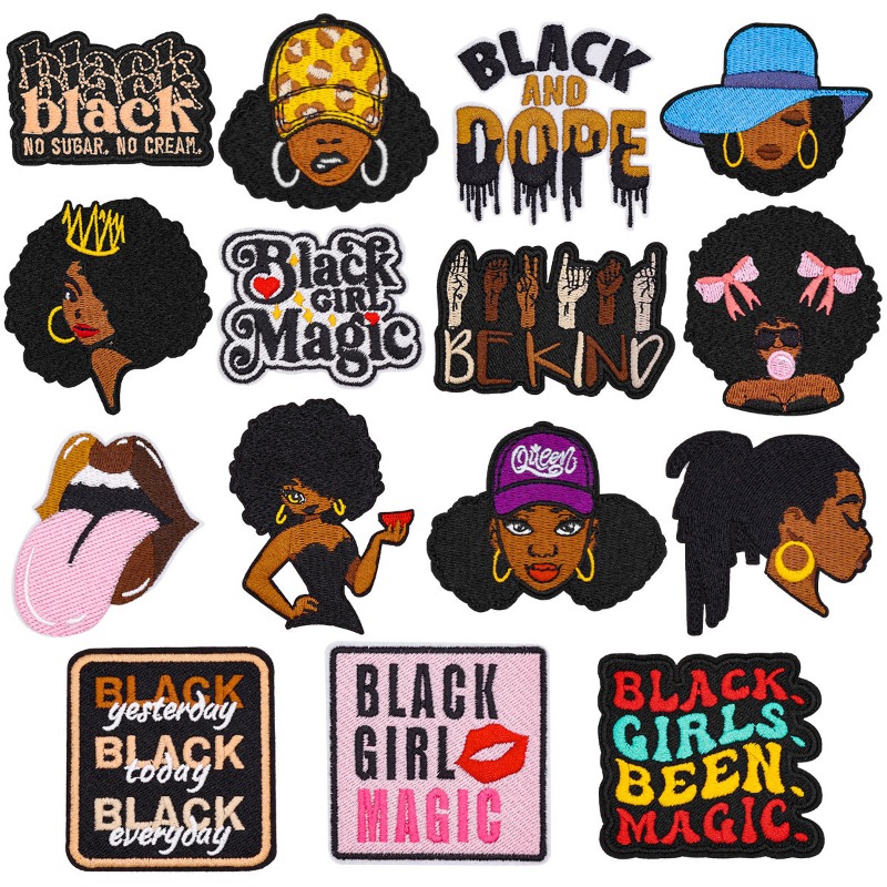 Embroidery On Black Shirt - Black Girl Magic Cool Face Femme