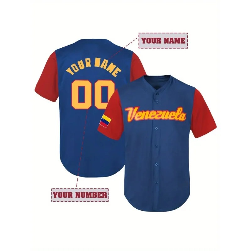 T-shirt de baseball Venezuela  - Embroidery On Shirt avis et prix