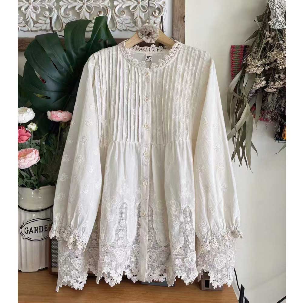 Chemises en coton à manches lo - Embroidery On Shirt avis et prix