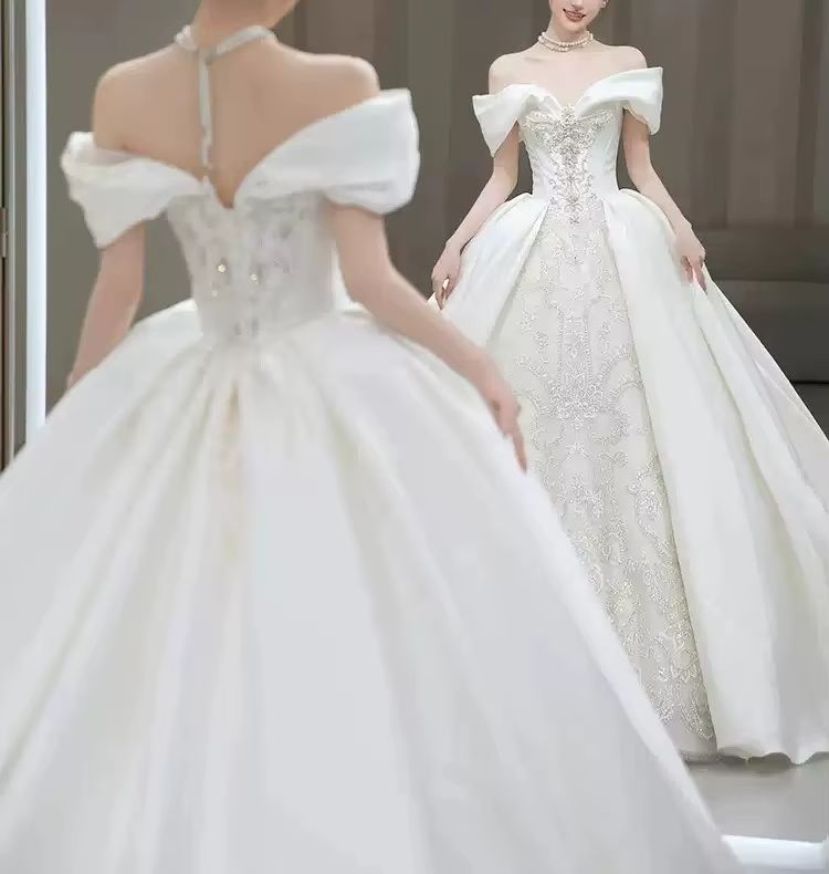 Robes de mariée chics à épaule - Embroidery Wedding avis et prix