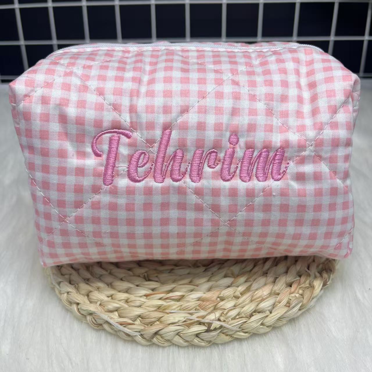 Sac à cosmétiques rayé de gran - Embroidery Logo avis et prix