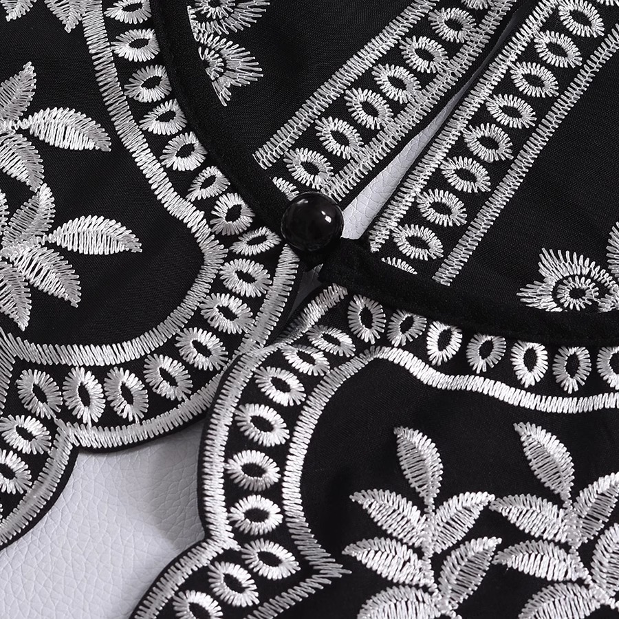 Nouveau col de chemise de styl - Embroidery On Black Shirt avis et prix
